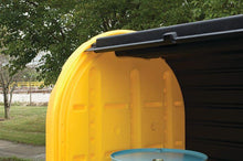Load image into Gallery viewer, Justrite™ EcoPolyBlend® DrumShed with rolltop doors, accommodates 2 drums, optional ramp, Poly