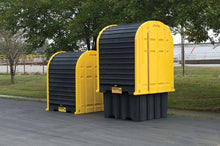 Load image into Gallery viewer, Justrite™ EcoPolyBlend® IBC Outdoor Shed with Pallet, forklift pockets, rolltop doors, 40% recycled