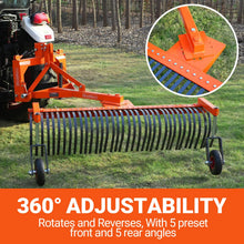 Load image into Gallery viewer, MechMaxx 72" Landscape Rake with Bolt-On Wheels &amp; 36 Tines 3 Point Hitch Tractor Attachment, LR72W