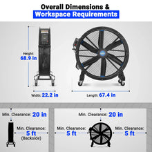 Load image into Gallery viewer, MechMaxx 59" Portable Industrial Fan with Variable High-Efficiency PMSM Motor,Mobile High Volume Floor Fan for Warehouse,Workshop &amp; Gym