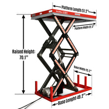 Load image into Gallery viewer, MechMaxx 2200 lbs Capacity Stationary Electric Hydraulic Double Scissor Lift Table - 51.2" x 32.3" Platform, 70.1" Lift Height, UL Certified Motor, ELTD22