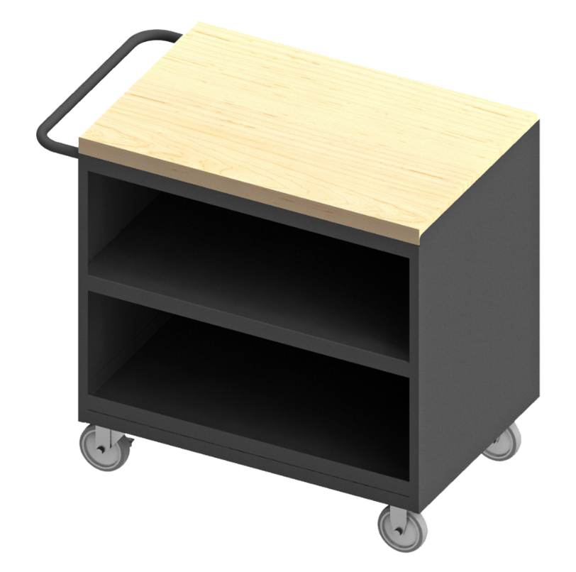 Durham 3111-MT-95 Mobile Bench Cabinet, 1 Shelf, No Doors, Maple Top, 24-1/4 X 42-1/8 X 37-1/8