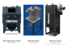 Load image into Gallery viewer, Clemco 32743 Series 40x50 Suction Blast Cabinet, 900 CFM LPDC Dust Collector, Steel Media, 460V 3-Phase — cabinet, reclaimer and dust collector