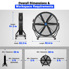 Load image into Gallery viewer, MechMaxx 79" Portable Industrial Fan with Variable High-Efficiency PMSM Motor,Tiltable Mobile High Volume Floor Fan for Warehouse,Workshop &amp; Gym