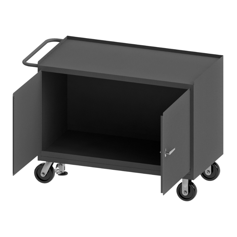 Durham 3411-FL-95 Mobile Bench Cabinet, 2 Doors, Floor Lock 24-1/4 X 54-1/8 X 37-3/4