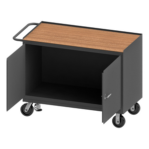 Durham 3411-TH-FL-95 Mobile Bench Cabinet, Floor Lock, Hard Board Top, 24-1/4 X 54-1/8 X 37-3/4