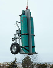 Load image into Gallery viewer, Justrite™ Double Cylinder Hand Truck w/ Firewall &amp; Hoist Ring 16 In Pneumatic Wheels Rear Casters &amp; Tool Box