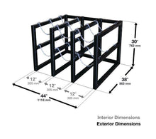 Load image into Gallery viewer, Justrite 3 Wide by 3 Deep, Gas Cylinder Storage Rack, 9 Cylinder Capacity, Steel - 35134