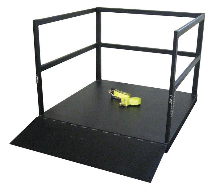 Justrite Gas Cylinder Pallet With Firewall, 21 Cylinder Capacity, with Ramp, Steel - 35220