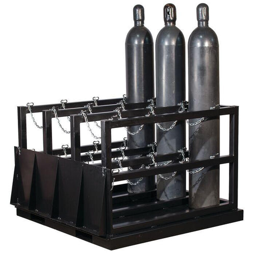 Justrite™ Gas Cylinder Barricade Rack Pallet with Ramp 12 Cylinder Capacity