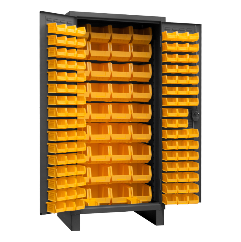 Durham 3702-132-95 Cabinet, 14 Gauge, 132 Yellow Bins, 36 X 24 X 78