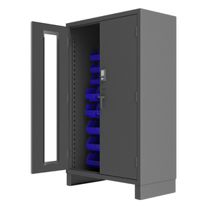 Durham 3703CXC-42B-5295 Access Control Cabinet, 14 Gauge, 42 Blue Bins, 48 X 24 X 78