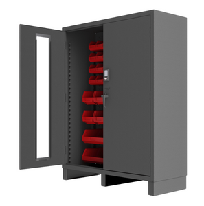 Durham 3704CXC-54B-1795 Access Control Cabinet, 14 Gauge, 54 Red Bins, 60 X 24 X 78