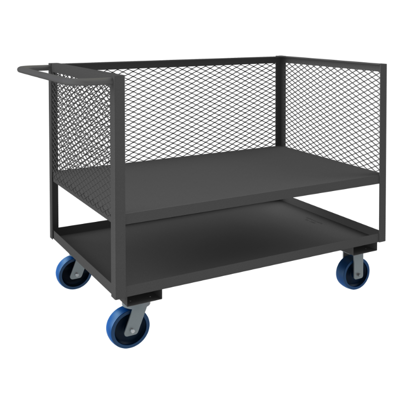 Durham 3SLT-EX3048-2K-6PU-95 3 Sided Low Deck Truck, Mesh Sides, 30 X 48, 2000 Lbs. Capacity