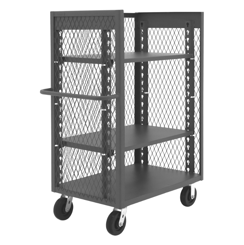 Durham 3ST-EX2436-2AS-95 3 Sided Mesh Truck, 2 Adjustable Shelves, 24 X 36