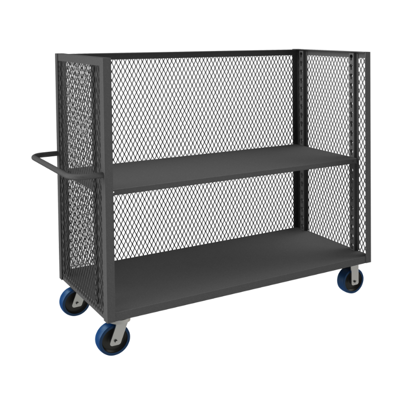 Durham 3ST-EX2460-2-6PU-95 3 Sided Mesh Truck, 1 Adjustable Shelf, 24 X 60