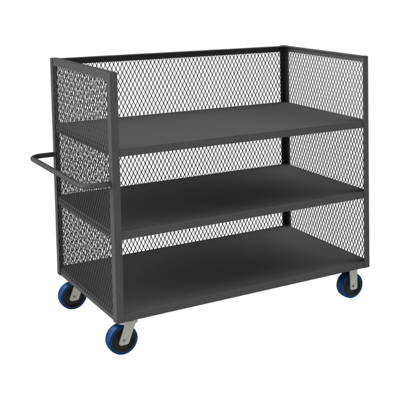 Durham 3ST-EX2448-3-6PU-95 3 Sided Mesh Truck, 3 Fixed Shelves, 24 X 48