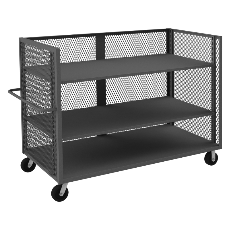 Durham 3ST-EX3672-2AS-95 3 Sided Mesh Truck, 2 Adjustable Shelves, 36 X 72