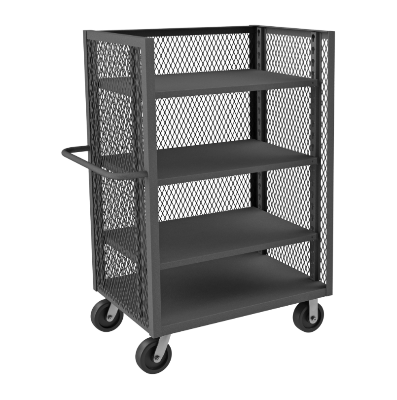 Durham 3ST-EX2436-3AS-95 3 Sided Mesh Truck, 3 Adjustable Shelves, 24 X 36