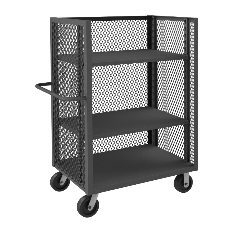 Durham 3ST-EX3060-2AS-95 3 Sided Mesh Truck, 2 Adjustable Shelves, 30 X 60