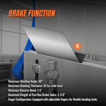 Load image into Gallery viewer, MechMaxx 40-inch 3-in-1 Pan and Box Brake – Slip Roll, Shear, Bending Machine for Sheet Metal, 20 Gauge Mild Steel, Adjustable Fingers, Heavy Duty, Metalworking, Fabrication, Rolling, Bending MMCB4020