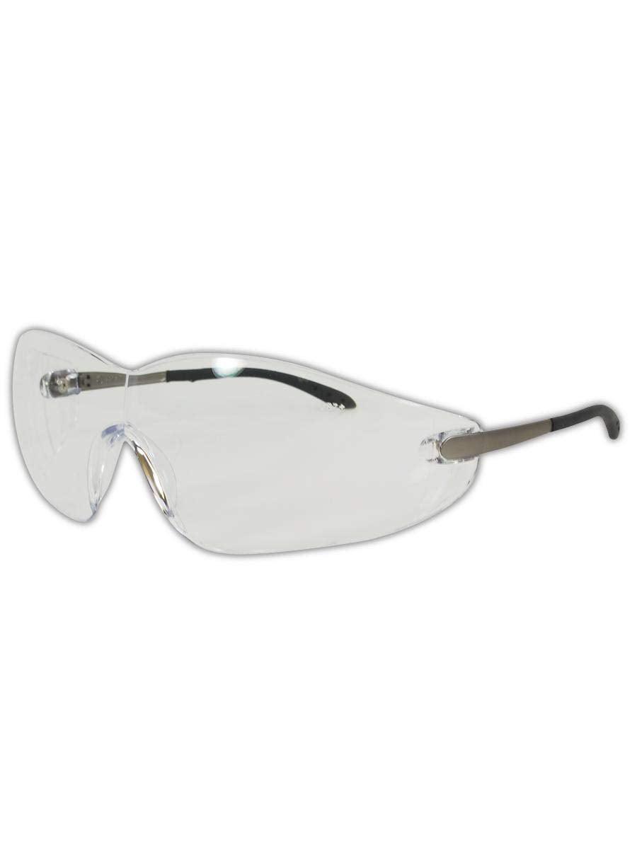 MCR Safety S2110AF Blackjack Safety Glasses with Chrome Metal Temple and Clear, Anti-Fog Lens - 1/EA