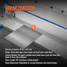 Load image into Gallery viewer, MechMaxx 30-inch 3-in-1 Pan and Box Brake – Slip Roll, Shear, Bending Machine for Sheet Metal, 20 Gauge Mild Steel, Adjustable Fingers, Heavy Duty, Metalworking, Fabrication, Rolling, Bending MMCB3016