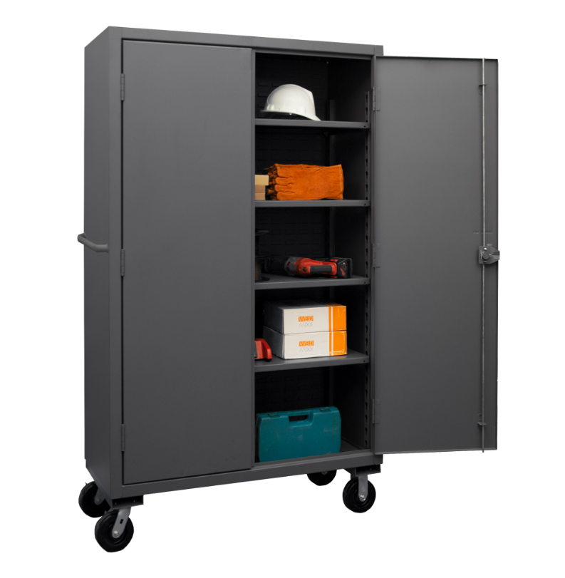 Durham HDCM48-4S-95 Mobile Cabinet, 12 Gauge, 4 Adjustable Shelves, 48 X 24 X 81