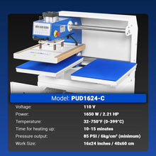 Load image into Gallery viewer, MechMaxx 16x24 Inch Commercial Pneumatic Dual Platen Heat Press - Auto Lift Sublimation Transfer Machine with Storage Base Cabinet (110V 1650W)