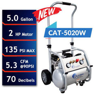 California Air Tools 5020W Ultra Quiet & Oil-Free  2.0 Hp, 5.0 Gal.  Steel Tank