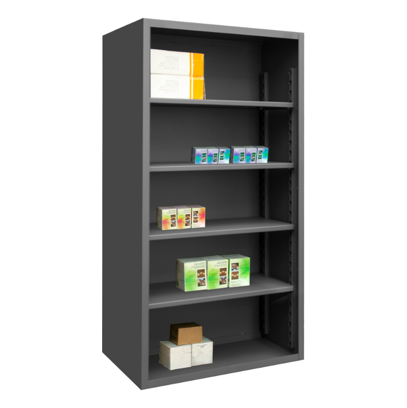 Durham 5007-4S-95 Enclosed Shelving, 12 Gauge, 4 Shelves, 48 X 18 X 72