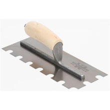 Load image into Gallery viewer, Marshalltown 5708SS 11 X 4 1/2 SS Notched Trowel5/8 X 5/8 X 1 UWood Handle (6/Pack)