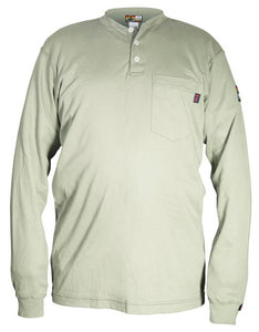 Flame Resistant (FR) Long Sleeve Henley Shirt Max Comfort Material 100% Cotton Tan - 1EA