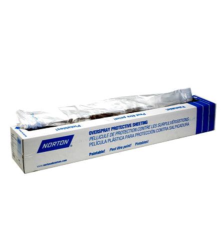 Norton® 06727 Overspray Sheeting, 12 ft W x 400 ft L, 0.4 mil THK, Plastic, Clear