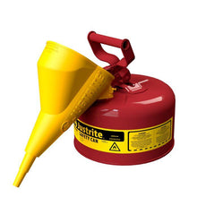 Load image into Gallery viewer, Justrite 1 Gallon Steel Safety Can for Flammables, Type I, Funnel, Flame Arrester, Red - 7110110
