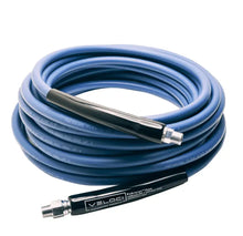 Load image into Gallery viewer, MTM Hydro 1/4" KobraJet Smooth Blue Hose, 4300 PSI, 75 FT, Non-Marked, 1/4" Male Fixed and Swivel. - 29.5408