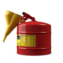 Load image into Gallery viewer, Justrite 5-galloon Type I Steel Safety Can w/ Funnel