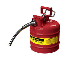 Load image into Gallery viewer, Justrite 2 Gallon, 5/8&quot; Metal Hose, Steel Safety Can for Flammables, Type II, AccuFlow™, Red - 7220120