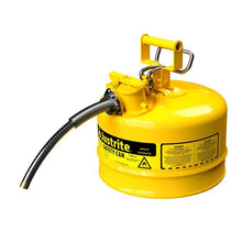 Load image into Gallery viewer, Justrite 2.5 Gallon, 5/8&quot; Metal Hose, Steel Safety Can for Diesel, Type II, AccuFlow™, Yellow - 7225220