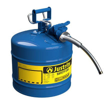 Load image into Gallery viewer, Justrite 5 Gallon, 5/8&quot; Metal Hose, Steel Safety Can for Kerosene, Type II, AccuFlow™, Blue - 7250320