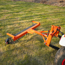 Load image into Gallery viewer, MechMaxx 72" Landscape Rake with Bolt-On Wheels &amp; 36 Tines 3 Point Hitch Tractor Attachment, LR72W