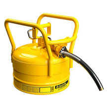 Load image into Gallery viewer, Justrite 2.5 Gallon, 1&quot; Metal Hose, Roll Bars, DOT Transport Steel Safety Can for Diesel, Type II, Accuflow™, Yellow - 7325230