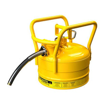 Load image into Gallery viewer, Justrite 2.5 Gallon, 1&quot; Metal Hose, Roll Bars, DOT Transport Steel Safety Can for Diesel, Type II, Accuflow™, Yellow - 7325230