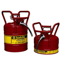 Load image into Gallery viewer, Justrite 5 Gallon, 1&quot; Metal Hose, Roll Bars, DOT Transport Steel Safety Can for Flammables, Type II, Accuflow™, Red - 7350130