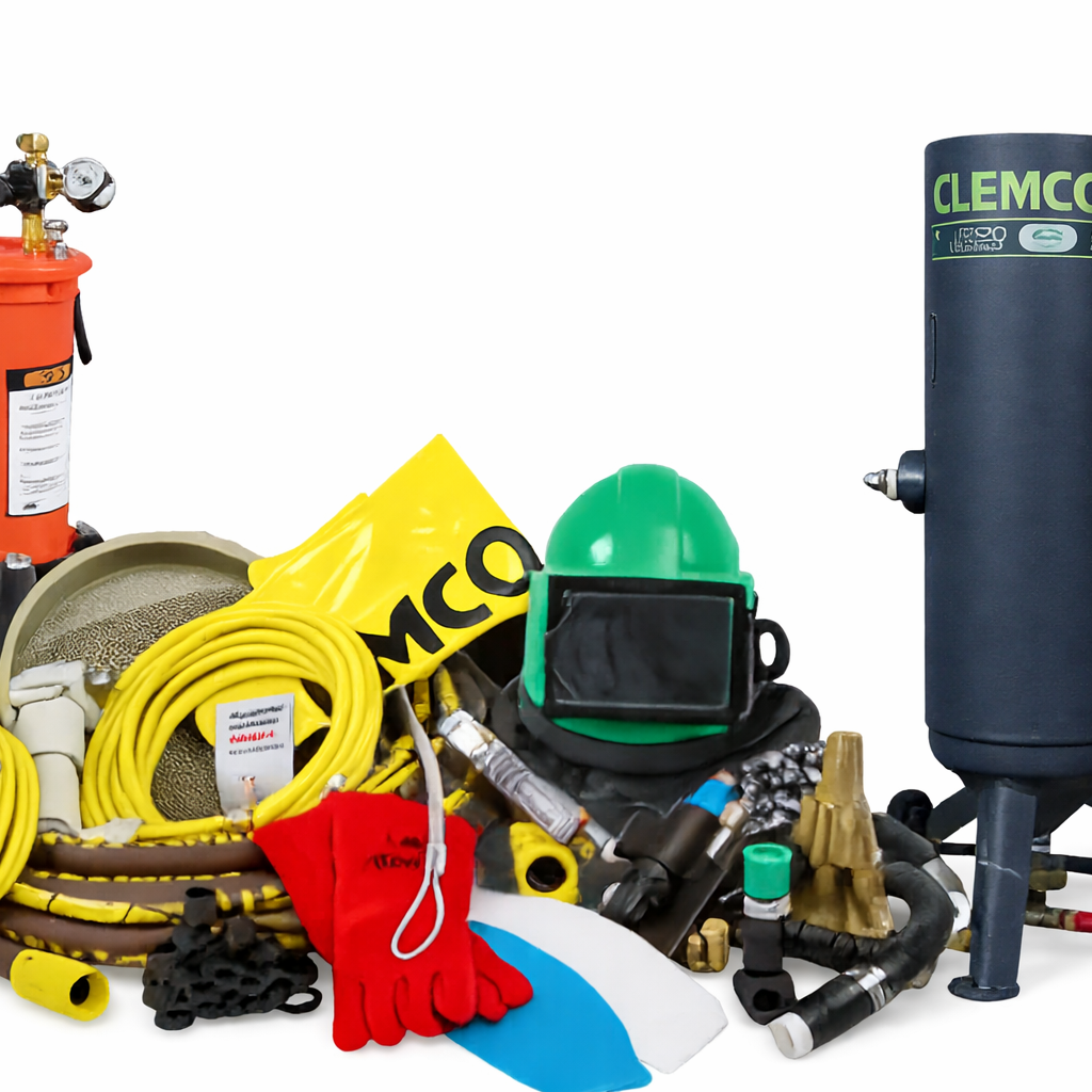 Clemco 01039 1 Cubic Foot  Blast Machine Packages with 1/2” piping 10” diameter Manual Sand Valve Sandblast Pots - Apollo HP SaFety Gear