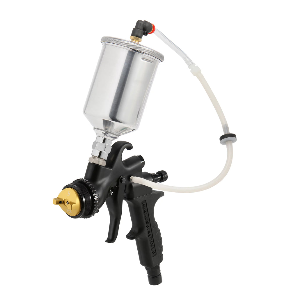 Apollo 7700 Non-Bleeder Metal w/ Composite Handle Black HVLP Spray Gun w/ 250 CC Gravity Type Cup