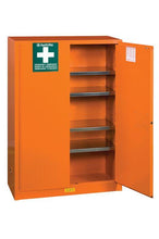 Load image into Gallery viewer, Justrite™ Emergency Preparedness Storage Cabinet, GloAlert™ Labels, 4 shelves, 2 keys, Orange