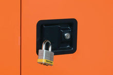 Load image into Gallery viewer, Justrite™ Emergency Preparedness Storage Cabinet, GloAlert™ Labels, 4 shelves, 2 keys, Orange