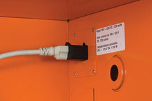 Load image into Gallery viewer, Justrite™ Emergency Preparedness Storage Cabinet, PowerPort™ pass-thru, 4 shelves, 2 keys, Orange