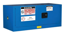 Load image into Gallery viewer, Justrite™ ChemCor® Piggyback Hazardous Mat. Safety Cabinet, 12 Gal., 2 s/c doors, Royal Blue